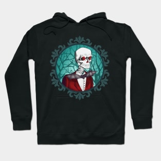 Red-eyed skull in a tuxedo Hoodie